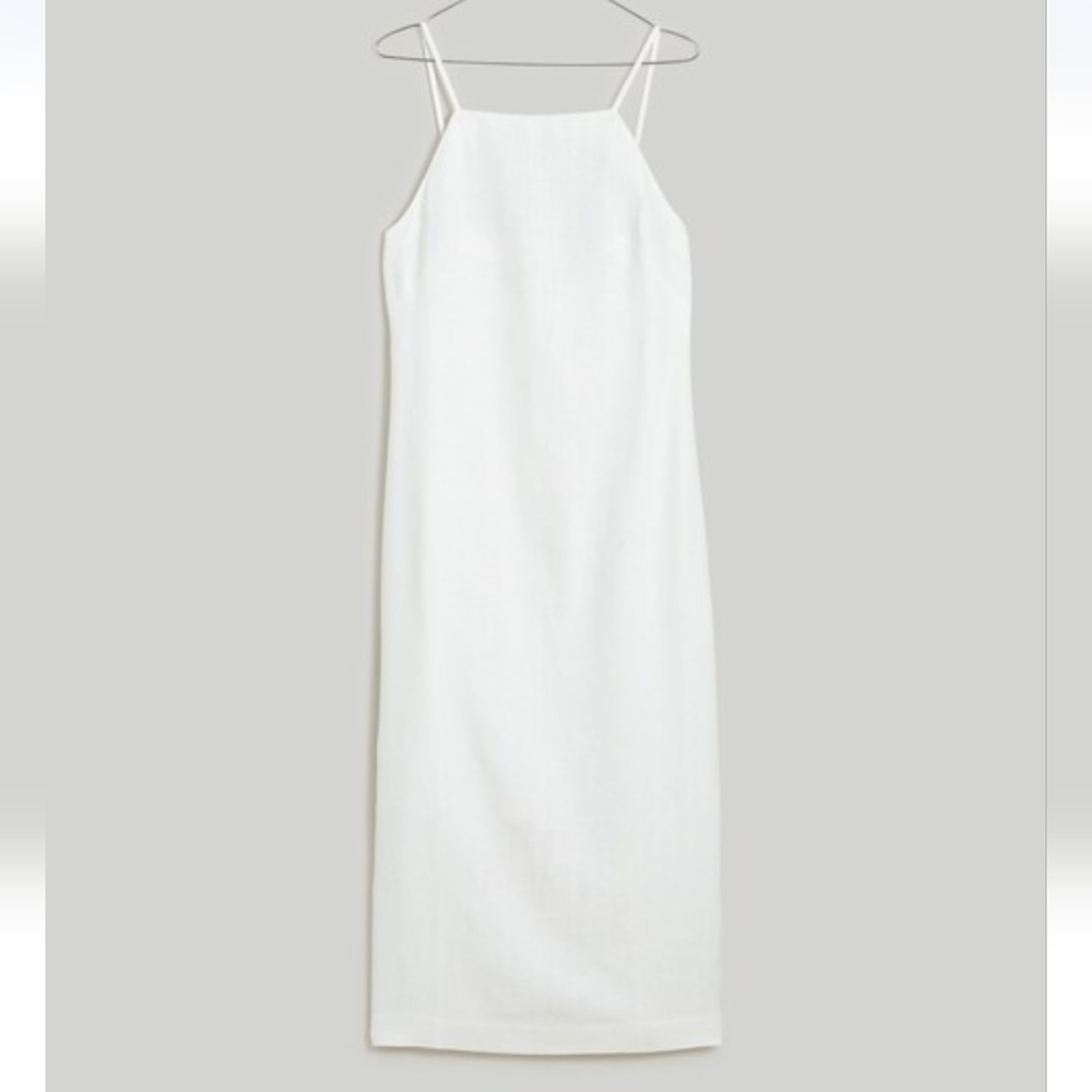NWOT MADEWELL Goldie Midi Dress 100% Linen White, Size 4